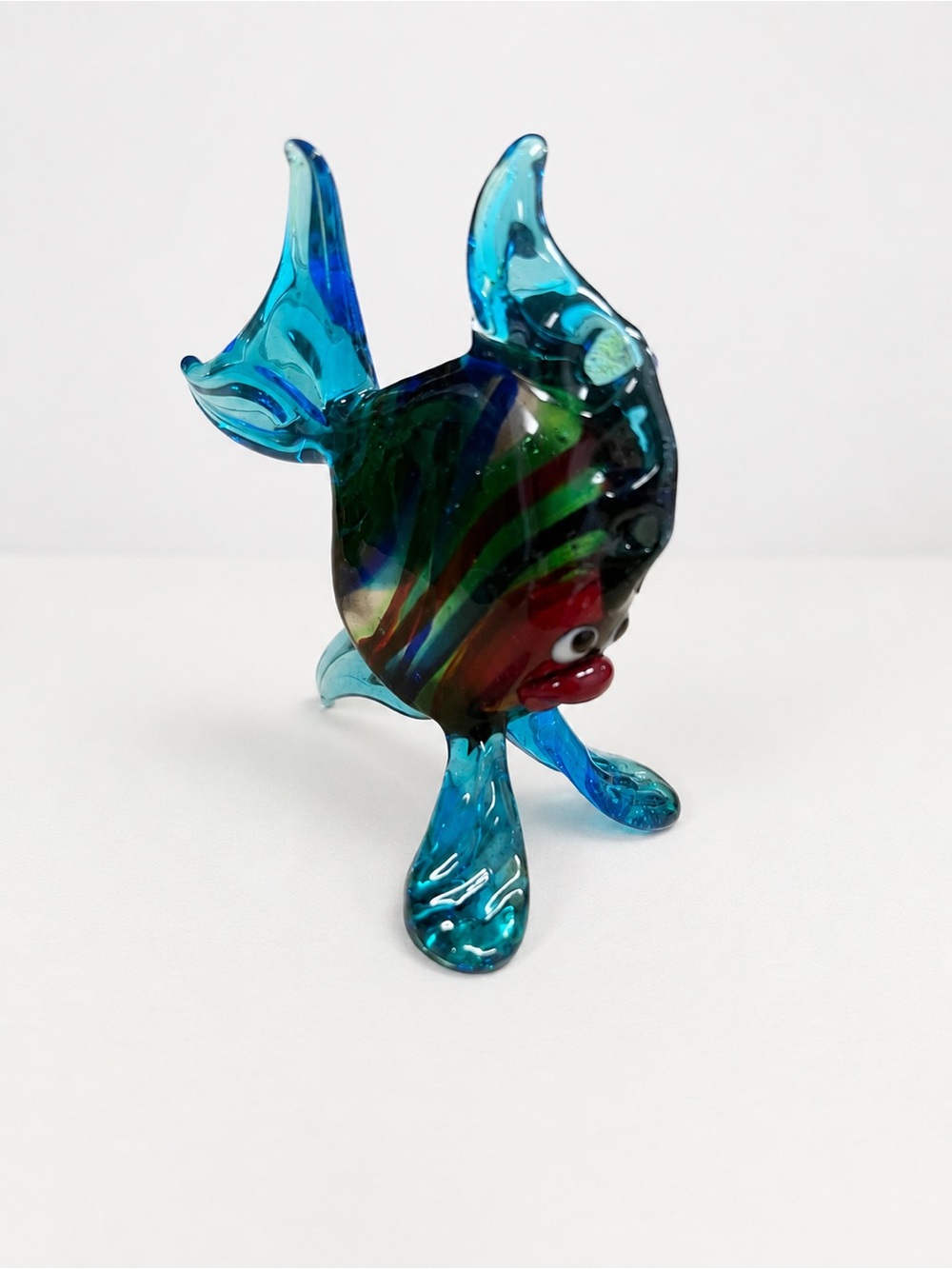 Blue Glass Fish Figurine Decorative Accent